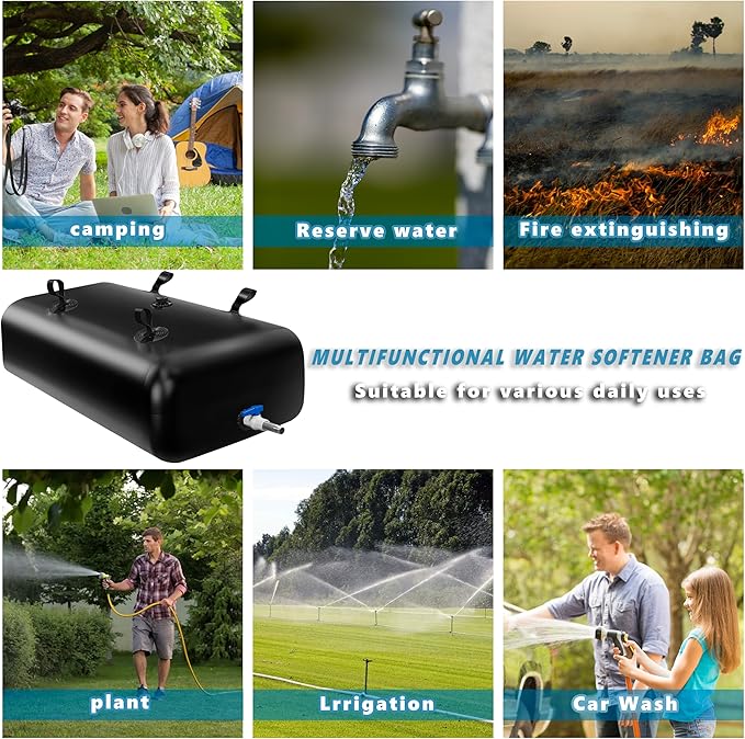 GHOSOONE 240 L/63 Gal Water Bladder Tank, Foldable Portable Water Storage Container, Emergency Water Bag for RV, Truck Bed, Fire Prevention, Drought Resistance, Black