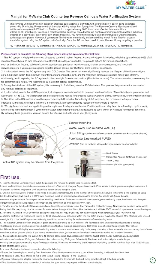 Countertop Portable Universal 5-Stage Reverse Osmosis RO Purification Water System with 100 GPD RO Membrane, DI Deionizing Mixed Bed (Close to 0 PPM) postfilter, Dual Connection. Build in USA
