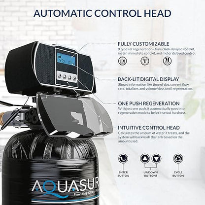 Aquasure Harmony Series 32,000 Grains Whole House Water Softener with High Performance Automatic Digital Metered Control Head | Reduces Hardness and Improves Water Quality | for 1-2 bathrooms