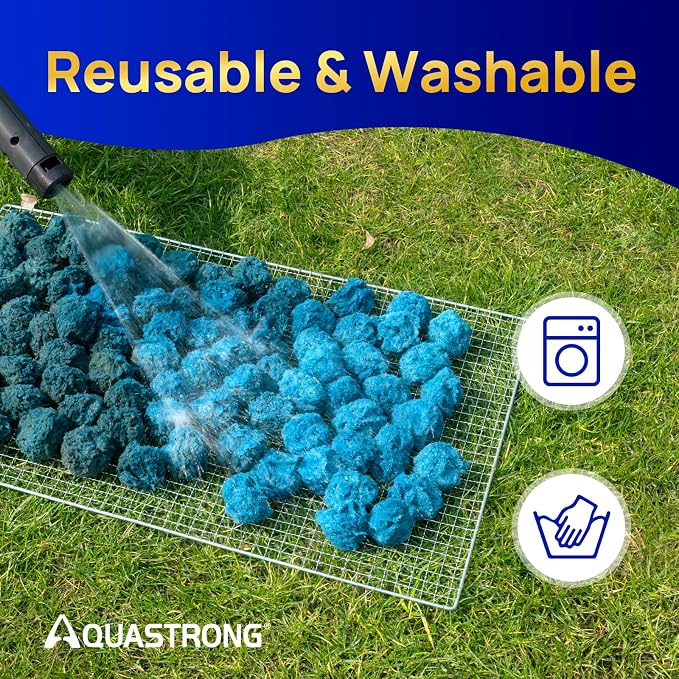 AQUASTRONG Pool Filter Balls for Sand Filter Pump, 5.5 lbs Reusable Sand Filter Balls (Replaces 180 lbs Pool Filter Sand), Efficient Blue Filter Balls for Swimming Pools, Filter Pumps, Aquariums