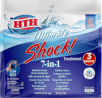 HTH 52028 Ultimate Shock Treatment Swimming Pool Chlorine Cleaner, 1 lb (Pack of 6)