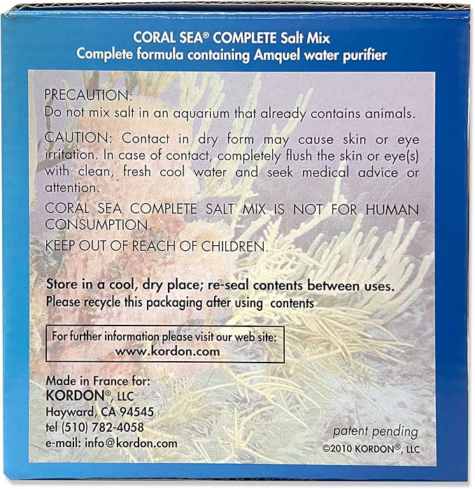 KORDON #22025 Coral Sea Salt Mix with Amquel, 7-Gallon