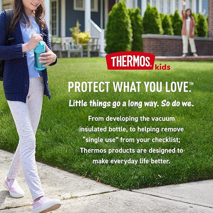 THERMOS FUNTAINER Water Bottle with Straw - 12 Ounce - Kids Stainless Steel Vacuum Insulated Water Bottle with Lid, Cars