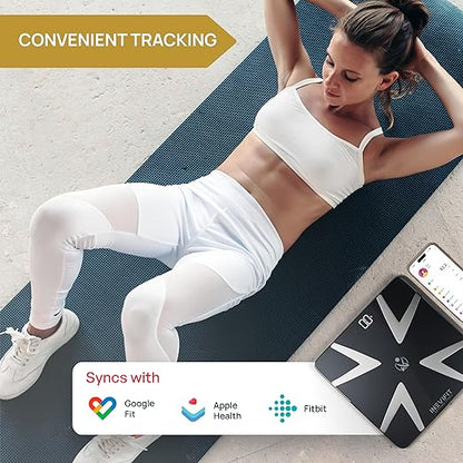 INEVIFIT SMART Body Fat Scale, Highly Accurate Bluetooth Digital Bathroom Body Composition Analyzer, Measures Weight, Body Fat, Water, Muscle, BMI, Visceral Fat & Bone Mass for Unlimited Users