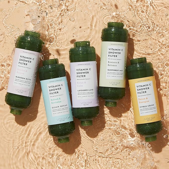VOESH Vitamin C Shower Filter, Rainforest Mist, Shower Aromatherapy, Water Purifier, Water Softener, Vegan Probiotics, Spa Shower Head, Water Filter, Shower Self-Care