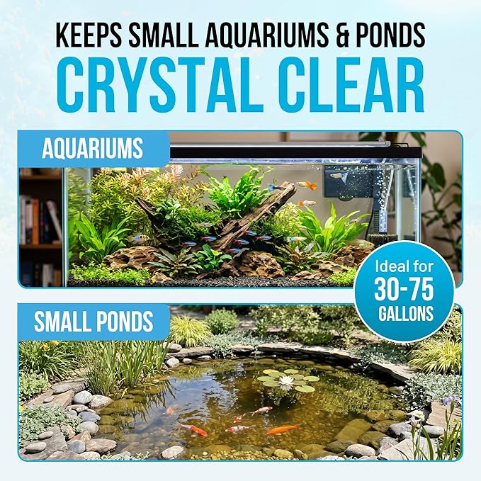 Aquarium UV-C Light 5W – Submersible UV Clarifier for Freshwater & Saltwater Tanks, Sumps & Small Ponds – Clears Green Water Fast – 9.8 ft Power Cord – Filter Sponge & 2 Suction Cups Included!