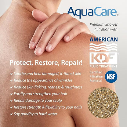 AquaCare 4X High Pressure 10 Spray Mode Filtered Showerhead - Handheld Shower Head Filters Chlorine to Heal Dry Skin, Revive Hair - Dual Power Wash Cleans Tub, Tile, Pets - Hard Water Softener, Nickel