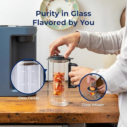 Bluevua RO100ROPOT-Lite Countertop Reverse Osmosis Water Filter System, 3:1 Pure to Drain Ratio, Portable RO Filtration with Remineralization, No Installation, WQA Certified, 6-Stage Blue