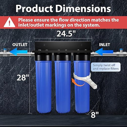 iSpring Whole House Water Filter System w/Spin Down Sediment Filter, Polyphosphate Anti-Scale, GAC+KDF, and Carbon Block Water Filters, Water Descaler and Water Filter, Model: WGB32B-KDS+WSP50