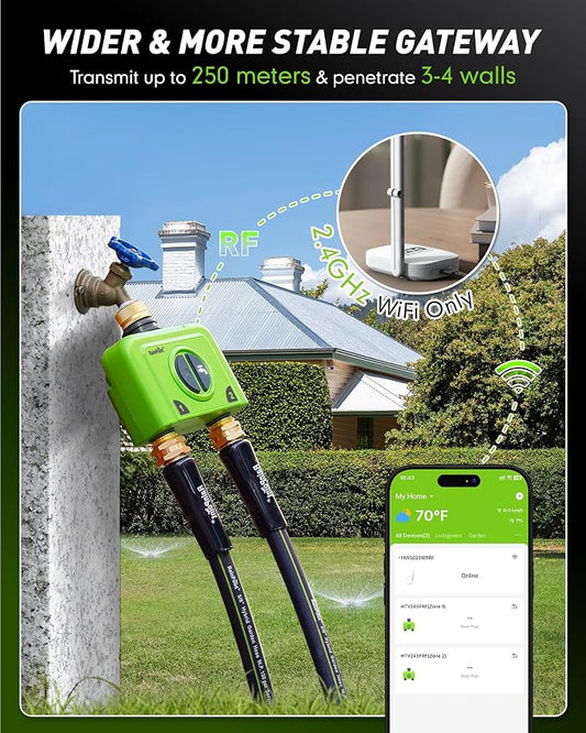 RAINPOINT WiFi Water Timer for Garden Hose, 2 Zone WiFi Sprinkler Controller, Smart Hose Timer Valve, Automatic Drip Irrigation System/Rain Delay for Garden/Lawn