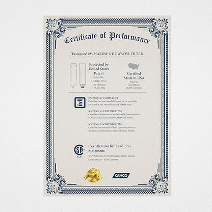 Camco Tastepure RV Water Filter - Advanced 6-Step Patent-Protected Filtration - Camping Essentials for Fresh Drinking Water - 2-Pack of RV Inline Water Filters, Made in USA (40045)