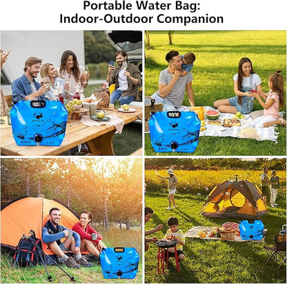Collapsible 8L Water Storage Bag, BPA-Free Portable Folding Water Jug with Adjustable Faucet, Leakproof Emergency Water Bag for Camping, Hiking, Riding, Outdoor Sport (4, Blue)