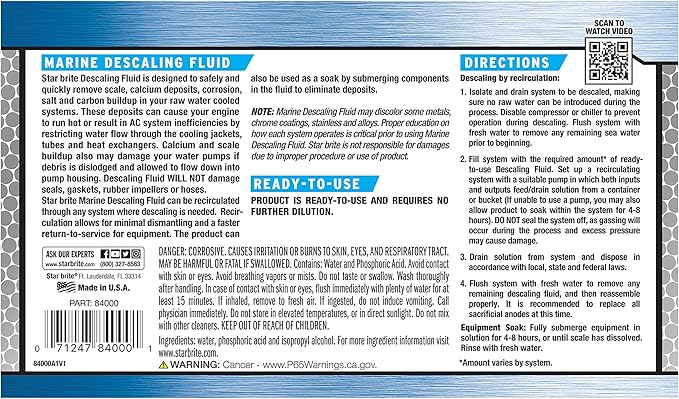 STAR BRITE Marine Descaling Fluid - Powerful, Ready-to-Use Engine Cleaner for Marine Deposits - 1 Gallon (084000)