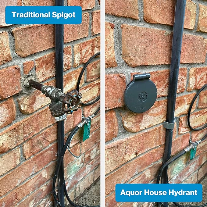 Aquor House Hydrant V1+ Frost Free Outdoor Faucet, Anti Siphon Valve with Quick Connect, Frost Proof Flush Wall Hose Bib, 4 inch Stem, 5-3/4 inch Install Depth, Slate Gray