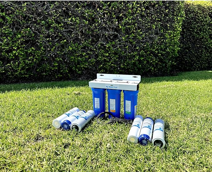 MyWaterClub Whole House Water Filter System, 3-Stage, with 2 Extra Filter Sets, 3/4" Port